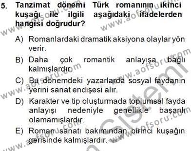 Tanzimat Dönemi Türk Edebiyatı 2 Dersi 2014 - 2015 Yılı (Vize) Ara Sınavı 5. Soru