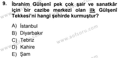 XVI. Yüzyıl Türk Edebiyatı Dersi 2012 - 2013 Yılı (Vize) Ara Sınavı 9. Soru
