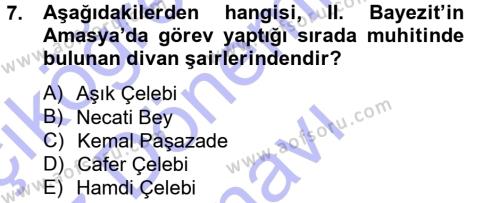 XVI. Yüzyıl Türk Edebiyatı Dersi 2012 - 2013 Yılı (Final) Dönem Sonu Sınavı 7. Soru