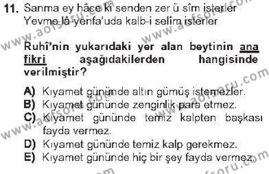XVI. Yüzyıl Türk Edebiyatı Dersi 2012 - 2013 Yılı Tek Ders Sınavı 11. Soru