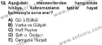 XVI. Yüzyıl Türk Edebiyatı Dersi 2012 - 2013 Yılı Tek Ders Sınavı 13. Soru