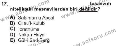 XVI. Yüzyıl Türk Edebiyatı Dersi 2012 - 2013 Yılı Tek Ders Sınavı 17. Soru