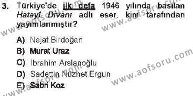 XVI. Yüzyıl Türk Edebiyatı Dersi 2012 - 2013 Yılı Tek Ders Sınavı 3. Soru