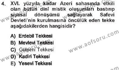 XVI. Yüzyıl Türk Edebiyatı Dersi 2012 - 2013 Yılı Tek Ders Sınavı 4. Soru