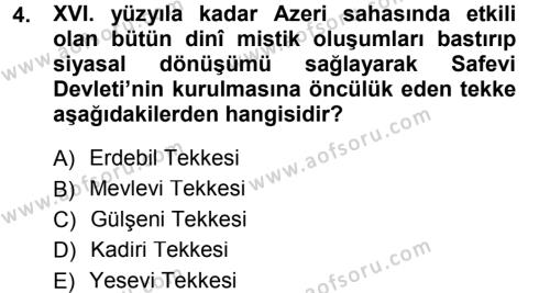 XVI. Yüzyıl Türk Edebiyatı Dersi 2013 - 2014 Yılı (Final) Dönem Sonu Sınavı 4. Soru