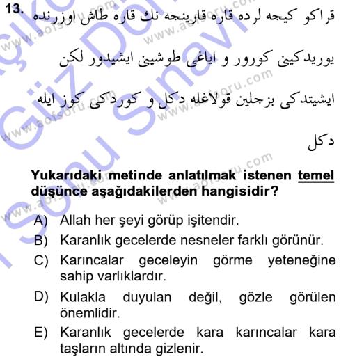 XVI. Yüzyıl Türk Edebiyatı Dersi 2015 - 2016 Yılı (Final) Dönem Sonu Sınavı 13. Soru