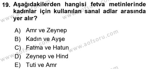 XVI. Yüzyıl Türk Edebiyatı Dersi 2018 - 2019 Yılı Yaz Okulu Sınavı 19. Soru