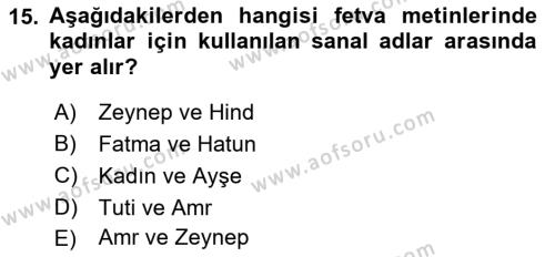 XVI. Yüzyıl Türk Edebiyatı Dersi 2019 - 2020 Yılı (Final) Dönem Sonu Sınavı 15. Soru