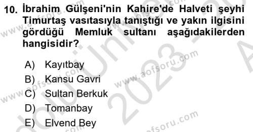 XVI. Yüzyıl Türk Edebiyatı Dersi 2023 - 2024 Yılı (Vize) Ara Sınavı 10. Soru