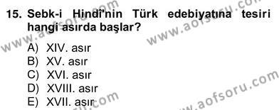 XVII. Yüzyıl Türk Edebiyatı Dersi 2012 - 2013 Yılı (Vize) Ara Sınavı 15. Soru