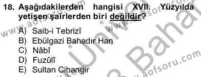 XVII. Yüzyıl Türk Edebiyatı Dersi 2012 - 2013 Yılı (Vize) Ara Sınavı 18. Soru