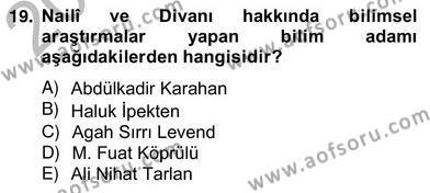 XVII. Yüzyıl Türk Edebiyatı Dersi 2012 - 2013 Yılı (Vize) Ara Sınavı 19. Soru
