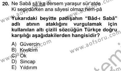 XVII. Yüzyıl Türk Edebiyatı Dersi 2012 - 2013 Yılı (Vize) Ara Sınavı 20. Soru
