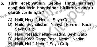 XVII. Yüzyıl Türk Edebiyatı Dersi 2012 - 2013 Yılı (Vize) Ara Sınavı 5. Soru