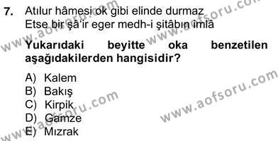 XVII. Yüzyıl Türk Edebiyatı Dersi 2012 - 2013 Yılı (Vize) Ara Sınavı 7. Soru