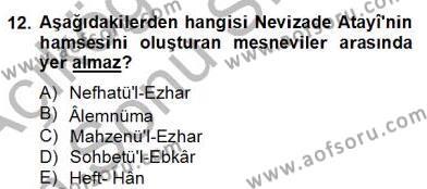 XVII. Yüzyıl Türk Edebiyatı Dersi 2012 - 2013 Yılı (Final) Dönem Sonu Sınavı 12. Soru