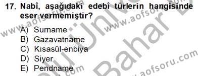 XVII. Yüzyıl Türk Edebiyatı Dersi 2012 - 2013 Yılı (Final) Dönem Sonu Sınavı 17. Soru