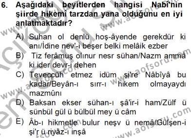 XVII. Yüzyıl Türk Edebiyatı Dersi 2012 - 2013 Yılı (Final) Dönem Sonu Sınavı 6. Soru