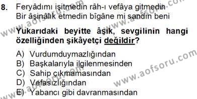 XVII. Yüzyıl Türk Edebiyatı Dersi 2012 - 2013 Yılı (Final) Dönem Sonu Sınavı 8. Soru