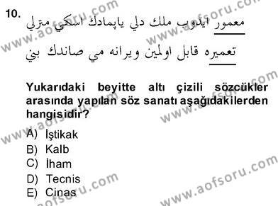 XVII. Yüzyıl Türk Edebiyatı Dersi 2013 - 2014 Yılı (Vize) Ara Sınavı 10. Soru
