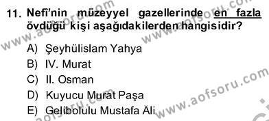 XVII. Yüzyıl Türk Edebiyatı Dersi 2013 - 2014 Yılı (Vize) Ara Sınavı 11. Soru