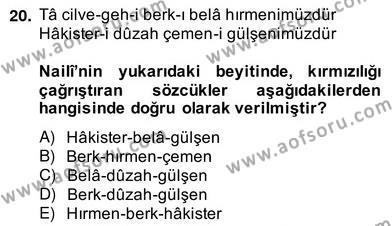 XVII. Yüzyıl Türk Edebiyatı Dersi 2013 - 2014 Yılı (Vize) Ara Sınavı 20. Soru