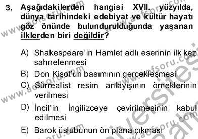 XVII. Yüzyıl Türk Edebiyatı Dersi 2013 - 2014 Yılı (Vize) Ara Sınavı 3. Soru