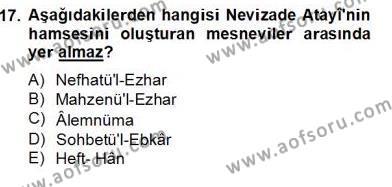 XVII. Yüzyıl Türk Edebiyatı Dersi 2013 - 2014 Yılı (Final) Dönem Sonu Sınavı 17. Soru