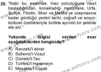 XVII. Yüzyıl Türk Edebiyatı Dersi 2013 - 2014 Yılı (Final) Dönem Sonu Sınavı 20. Soru