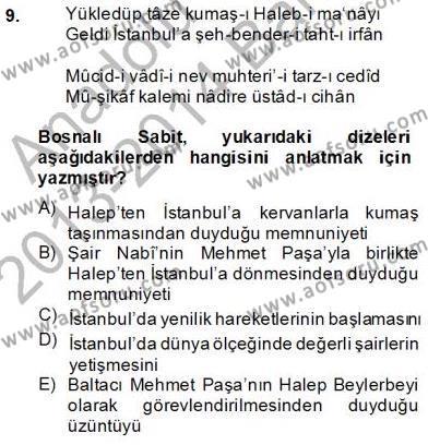 XVII. Yüzyıl Türk Edebiyatı Dersi 2013 - 2014 Yılı (Final) Dönem Sonu Sınavı 9. Soru