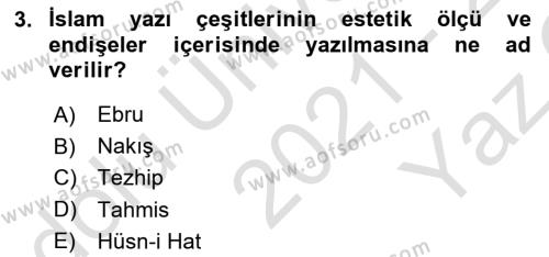 XVII. Yüzyıl Türk Edebiyatı Dersi 2021 - 2022 Yılı Yaz Okulu Sınavı 3. Soru