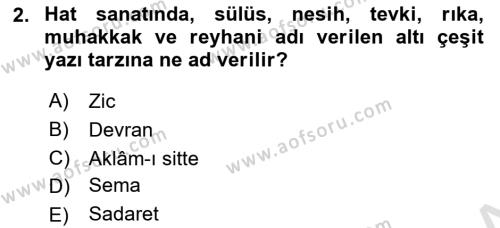 XVII. Yüzyıl Türk Edebiyatı Dersi 2022 - 2023 Yılı Yaz Okulu Sınavı 2. Soru