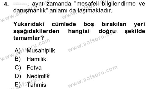 XVII. Yüzyıl Türk Edebiyatı Dersi 2022 - 2023 Yılı Yaz Okulu Sınavı 4. Soru