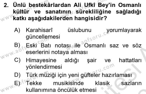 XVII. Yüzyıl Türk Edebiyatı Dersi 2023 - 2024 Yılı (Vize) Ara Sınavı 2. Soru