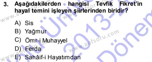 2. Abdülhamit Dönemi Türk Edebiyatı Dersi 2013 - 2014 Yılı (Final) Dönem Sonu Sınavı 3. Soru