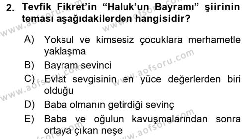 2. Abdülhamit Dönemi Türk Edebiyatı Dersi 2018 - 2019 Yılı Yaz Okulu Sınavı 2. Soru