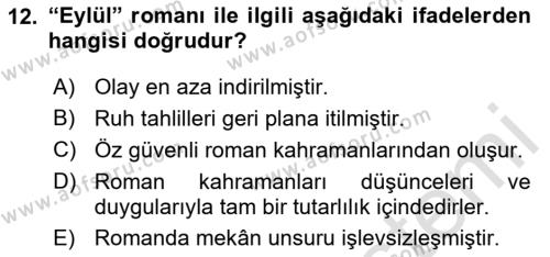 2. Abdülhamit Dönemi Türk Edebiyatı Dersi 2020 - 2021 Yılı Yaz Okulu Sınavı 12. Soru