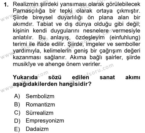 2. Abdülhamit Dönemi Türk Edebiyatı Dersi 2021 - 2022 Yılı (Final) Dönem Sonu Sınavı 1. Soru