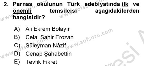 2. Abdülhamit Dönemi Türk Edebiyatı Dersi 2021 - 2022 Yılı (Final) Dönem Sonu Sınavı 2. Soru