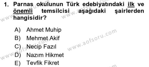 2. Abdülhamit Dönemi Türk Edebiyatı Dersi 2021 - 2022 Yılı Yaz Okulu Sınavı 1. Soru