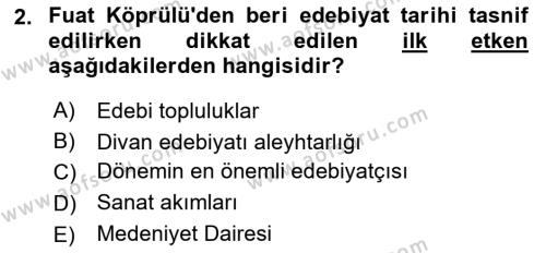 2. Abdülhamit Dönemi Türk Edebiyatı Dersi 2021 - 2022 Yılı Yaz Okulu Sınavı 2. Soru