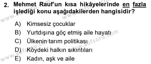 2. Abdülhamit Dönemi Türk Edebiyatı Dersi 2022 - 2023 Yılı (Vize) Ara Sınavı 2. Soru