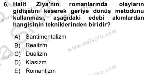 2. Abdülhamit Dönemi Türk Edebiyatı Dersi 2022 - 2023 Yılı (Vize) Ara Sınavı 6. Soru