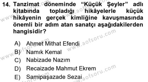 2. Abdülhamit Dönemi Türk Edebiyatı Dersi 2022 - 2023 Yılı (Final) Dönem Sonu Sınavı 14. Soru