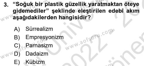 2. Abdülhamit Dönemi Türk Edebiyatı Dersi 2022 - 2023 Yılı (Final) Dönem Sonu Sınavı 3. Soru