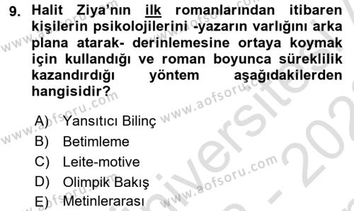 2. Abdülhamit Dönemi Türk Edebiyatı Dersi 2022 - 2023 Yılı (Final) Dönem Sonu Sınavı 9. Soru