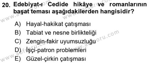 2. Abdülhamit Dönemi Türk Edebiyatı Dersi 2022 - 2023 Yılı Yaz Okulu Sınavı 20. Soru