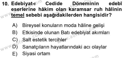 2. Abdülhamit Dönemi Türk Edebiyatı Dersi 2023 - 2024 Yılı (Vize) Ara Sınavı 10. Soru