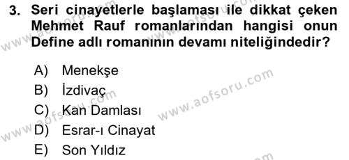 2. Abdülhamit Dönemi Türk Edebiyatı Dersi 2023 - 2024 Yılı (Vize) Ara Sınavı 3. Soru