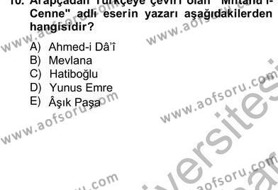 Türk Edebiyatının Mitolojik Kaynakları Dersi 2012 - 2013 Yılı (Vize) Ara Sınavı 18. Soru